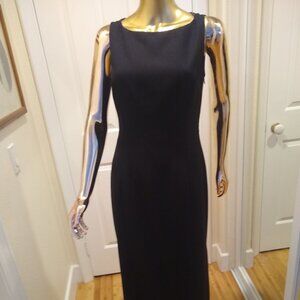 ABS by Allen Schwartz Long Black Evening Gown Sheer Back Size 6